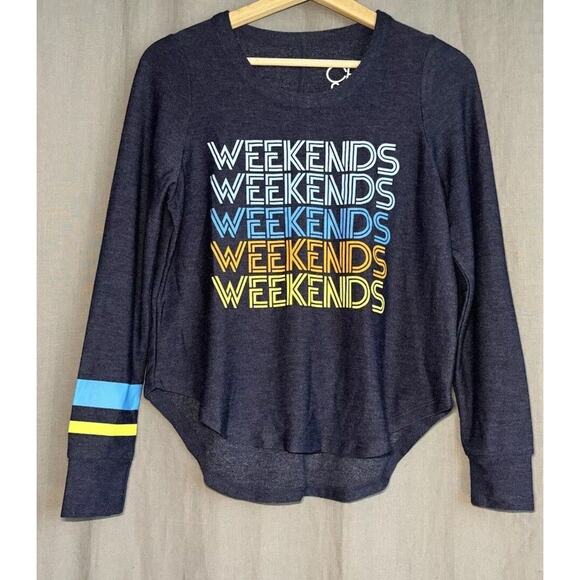 Chaser Nordstrom NWT Weekends Blue Soft Thin Sweatshirt SIZE XSMALL - Picture 4 of 10